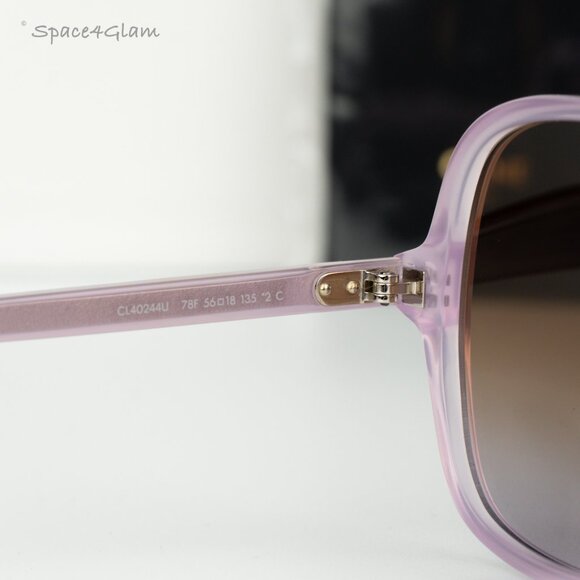 NEW Celine CL40244U 78F Opal Lilac Gradient Brown Women Geometric Sunglasses - Picture 6 of 9